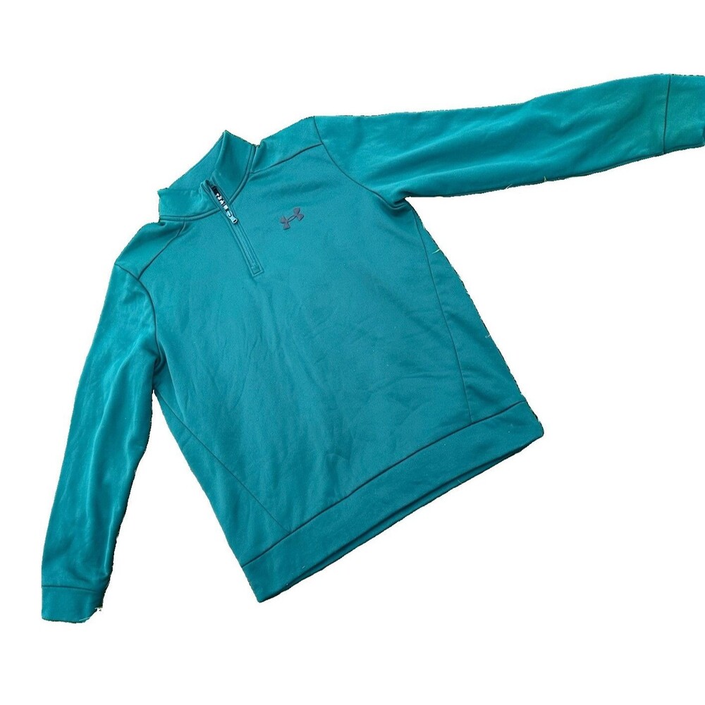 Under Armour Golf Mens Large Teal 1/4 Zip Pullover Mock Neck Long Sleeve Top